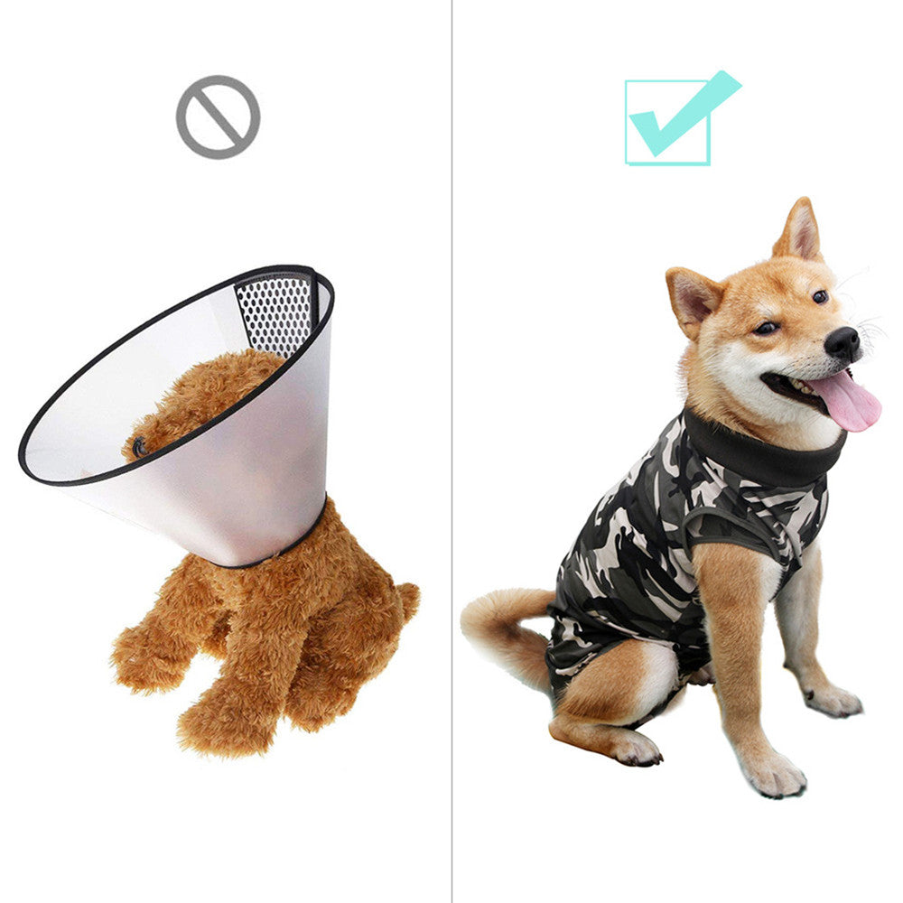Dog Surgical Recovery Suit Onesie Breathable Abdominal Wounds and Protect Skin Prevent Licking Cone E Collar Alternative After Post-Operation Wear