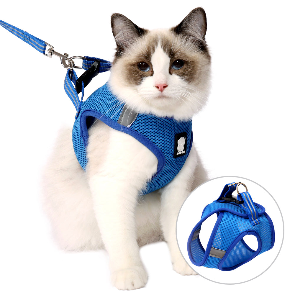 Cat Harness Leash Straps Soft and Comfortable Cat Walking Jacket with Running Cushioning and Escape Proof for Puppies with Cationic Fabric