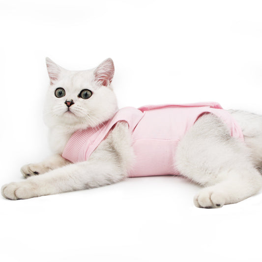 Cat Professional Recovery Suit for Abdominal Wounds or Skin Diseases, E-Collar Alternative for Cats and Dogs, After Surgery Wear, Pajama Suit