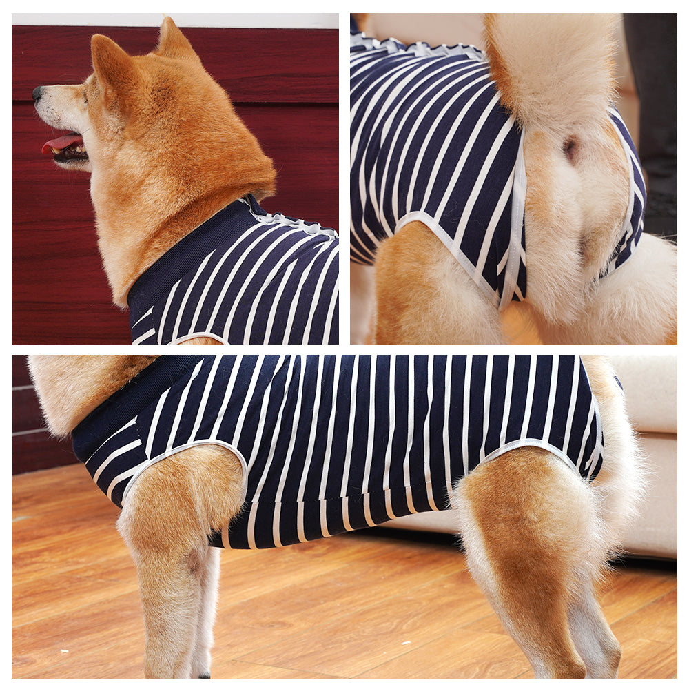 Dog Surgical Recovery Suit Onesie Breathable Abdominal Wounds and Protect Skin Prevent Licking Cone E Collar Alternative After Post-Operation Wear