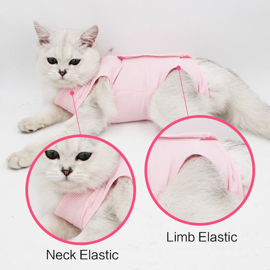 Cat Professional Recovery Suit for Abdominal Wounds or Skin Diseases, E-Collar Alternative for Cats and Dogs, After Surgery Wear, Pajama Suit