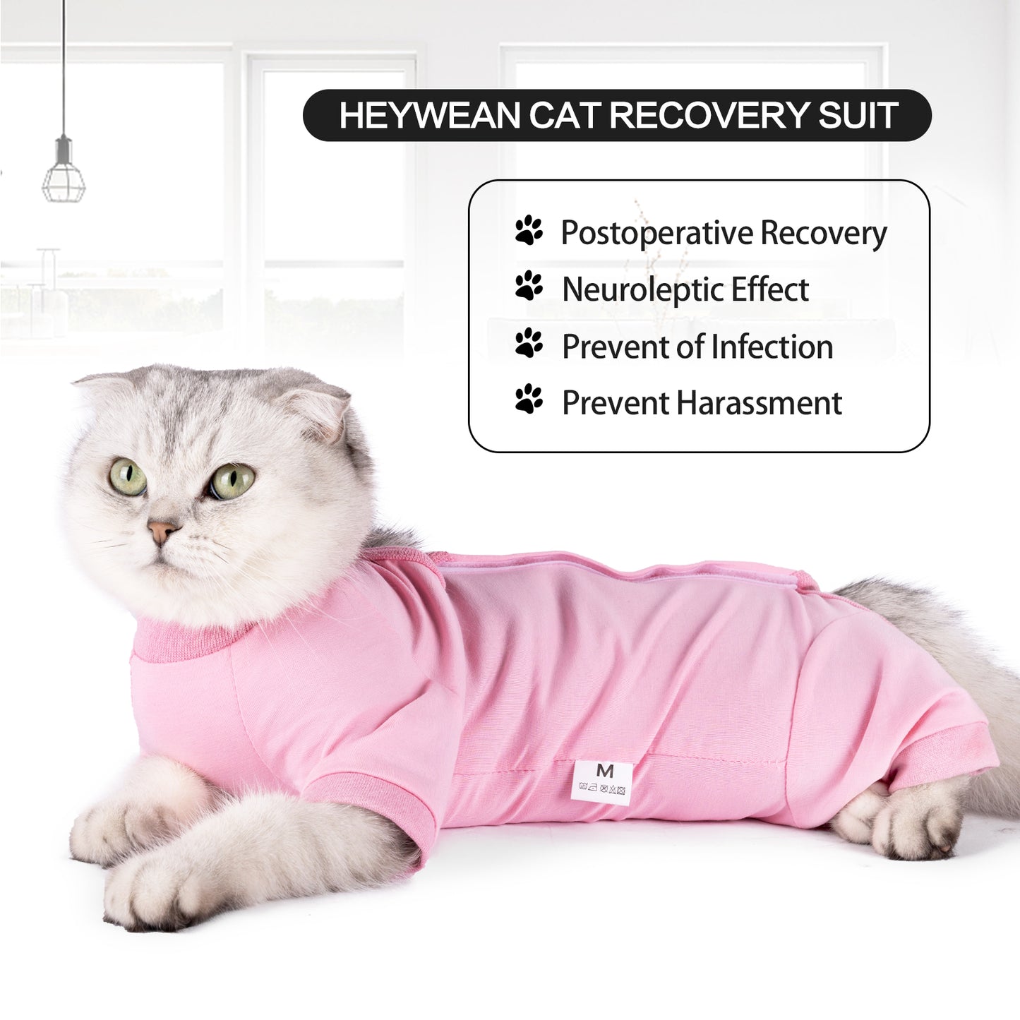 Cat Recovery Suit After Surgery for Female Male Pet Surgical Pajamas Long Sleeve Prevent Shedding Recovery Snugly Suit&E Collar Alternative Onsies for Cats