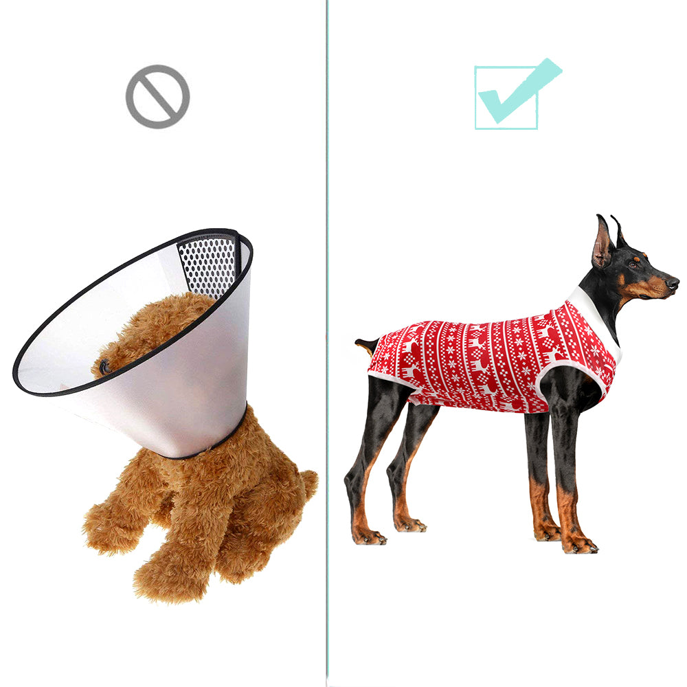 Dog Surgical Recovery Suit Onesie Breathable Abdominal Wounds and Protect Skin Prevent Licking Cone E Collar Alternative After Post-Operation Wear