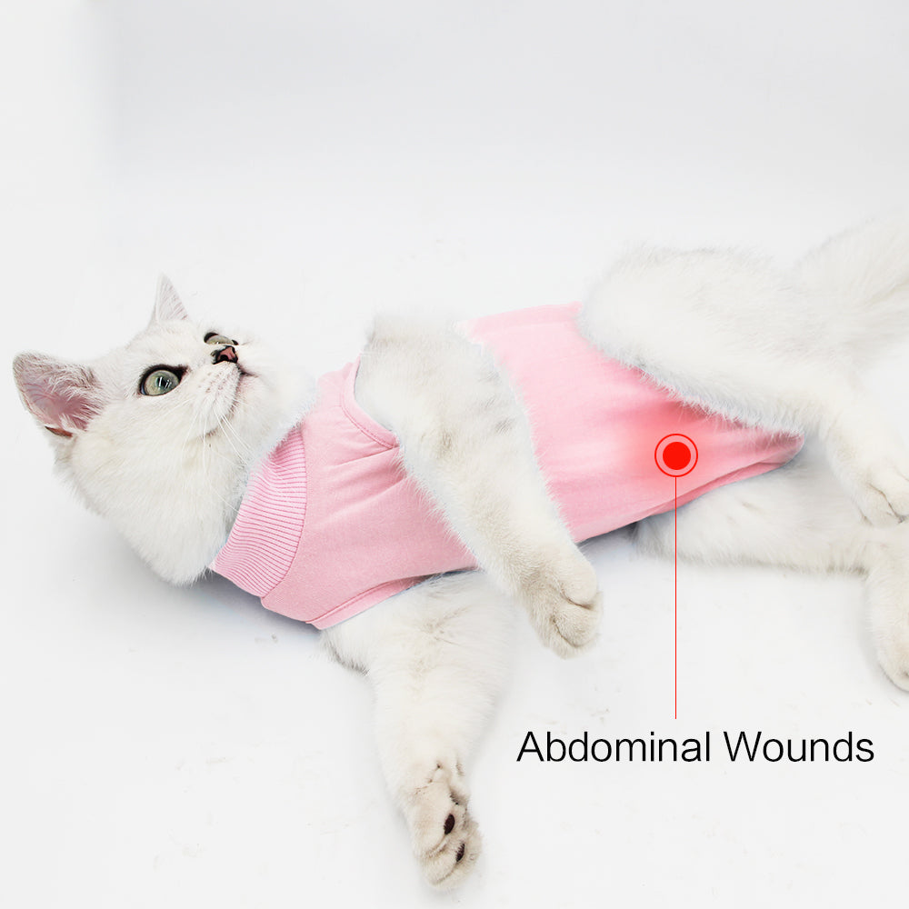 Cat Professional Recovery Suit for Abdominal Wounds or Skin Diseases, E-Collar Alternative for Cats and Dogs, After Surgery Wear, Pajama Suit