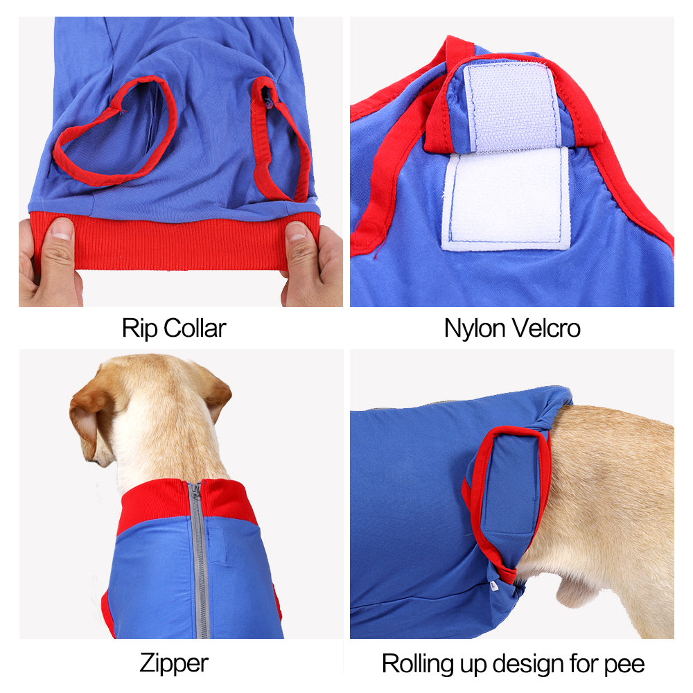Dog Surgical Recovery Suit Onesie Breathable Abdominal Wounds and Protect Skin Prevent Licking Cone E Collar Alternative After Post-Operation Wear